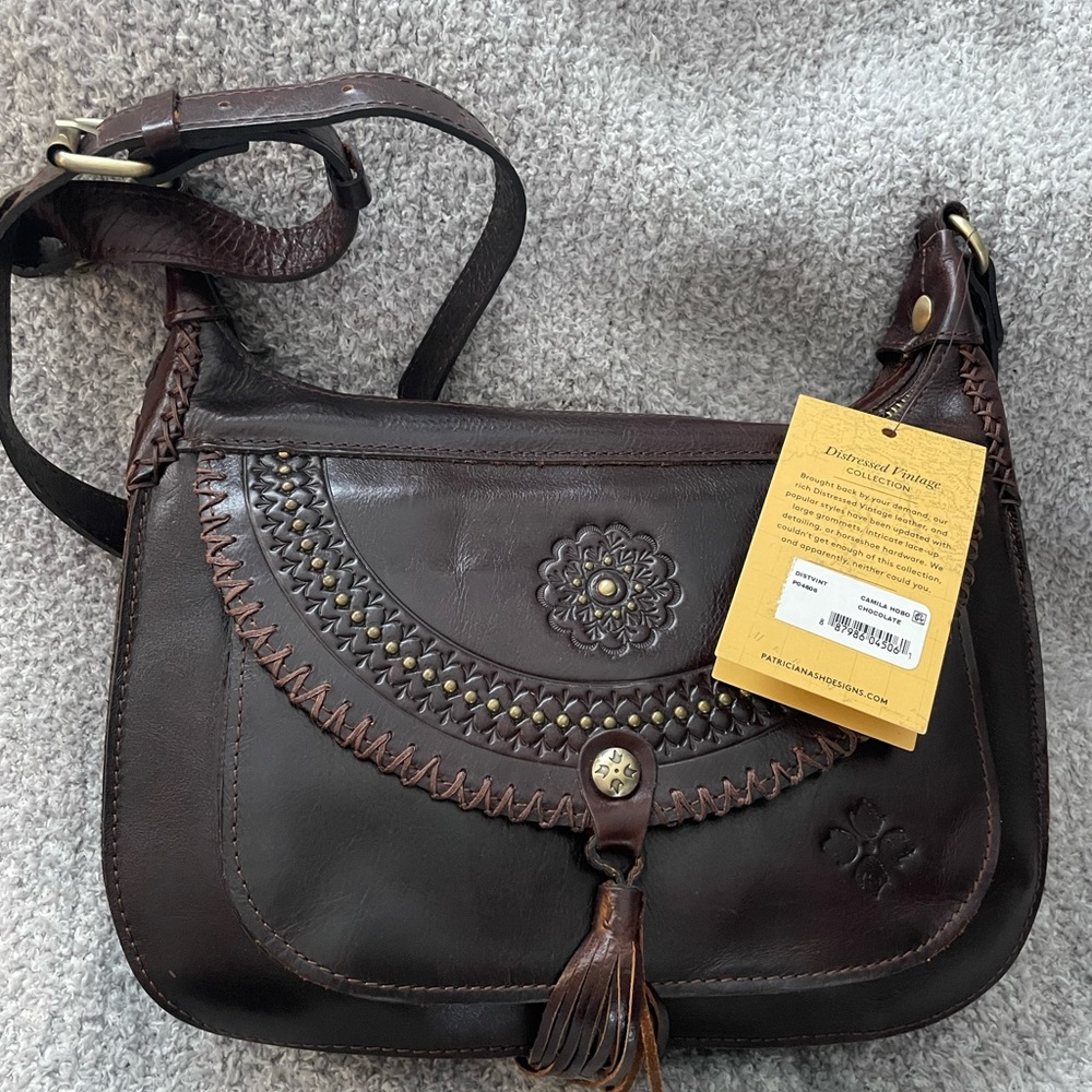 Patricia Nash Vintage Leather Camila Hobo shoulder bag Color Chocolate